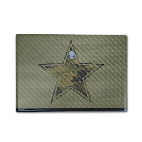 Image of Carbon Fiber Laptop Skin Compatible with Alienware M16 R2 (2024) - Army Star - Premium 3M Vinyl Protective Wrap Decal Cover - Easy to Apply | Crafted in The USA by MightySkins