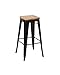Lot de 4 tabourets TOL en acier et bois, noir
