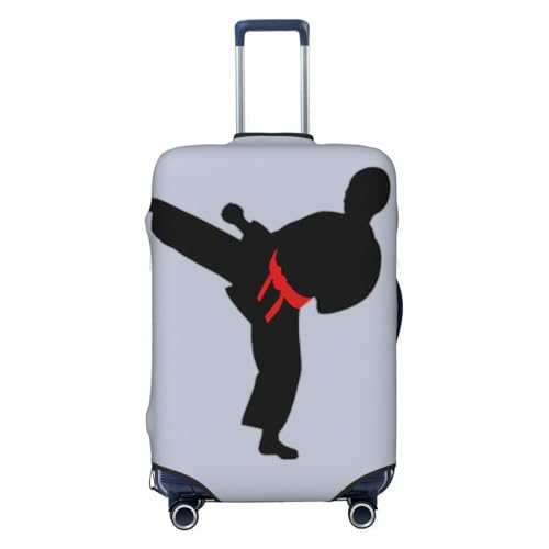 Karate Boy Vector Changeable Belt Color Print Suitcase Covers Personalized Luggage Protector Elastic Washable Travel Gear Cover