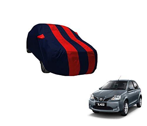 Image of Auto Hub Car Cover Compatible with Etios Liva with Weather Proof, Mirror Pocket, Triple Stitched, Etios Liva Car Cover- Navy-Red