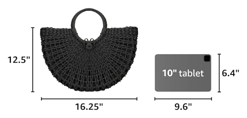 Image of YYW Straw Bags for Women,Hand-woven Straw Top-handle Bag with Round Ring Handle Summer Beach Rattan Tote Handbag