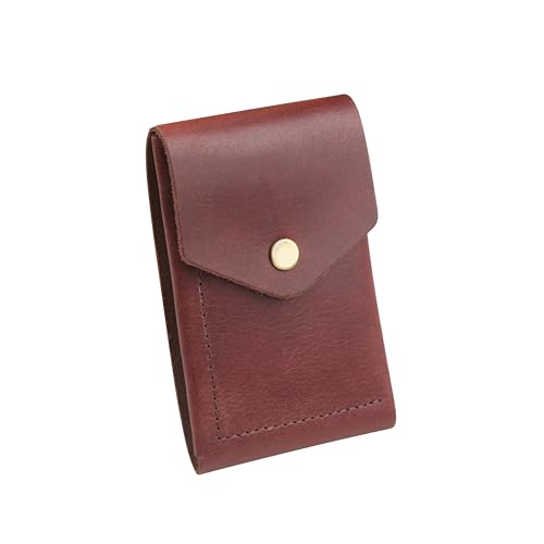 Image of The Wallet Store Flip Genuine Leather Vertical Slim Wallet for Men | Pull-String Quick Card Access | Compact Front Cash Pocket & Button Lock | Minimalist Travel & Daily Carry Wallet (Wine)