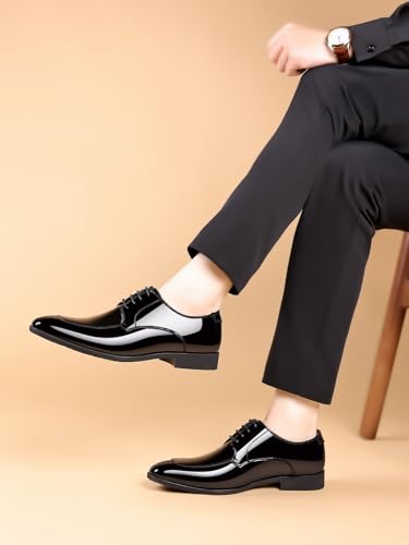 Men's Fashion Square Toe Faux Patent Leather Tuxedo Dress Shoes Formal Business Oxford Weddings Prom3
