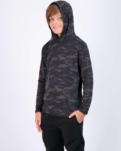 Real Essentials 3 Pack: Dry-Fit Youth Boys Teen Active Long Sleeve Hoodie Sweatshirts - Hooded Pullover Shirts3