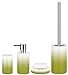 Produktbild Spirella Badezimmer Set, 4-teiliges Badzubehör aus Porzellan Tube Seifenspender, Seifenschale, WC Bürste und Zahnputzbecher Weiß/Grün