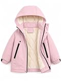 JiAmy Manteau d'hiver Enfant à Capuche, Doublé Polaire 8-9 ans, Rose