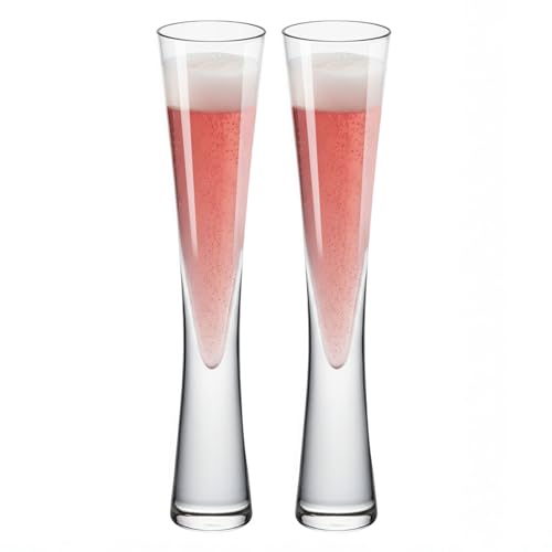Physkoa Glass Champagne Flutes Set of 2 &ndash; 5 oz Hand-blown Crystal Elegant Champagne Glass...