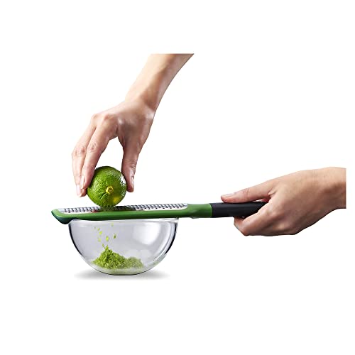 Joseph Joseph GripGrater Paddle Grater/Zester with Easy-grip Handle, Non-slip Tip, Fine Stainless-Steel Grating Blades, Green