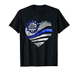 Sunflower Thin Blue Line Police Heart Back The Blue Law Enfo T-Shirt
