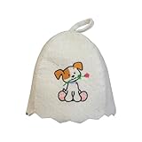 Kinder Saunahut Stickerei Hund, aus Filz Filzkappe Saunamütze Saunakappe Welpe Köter wauwau Sauna