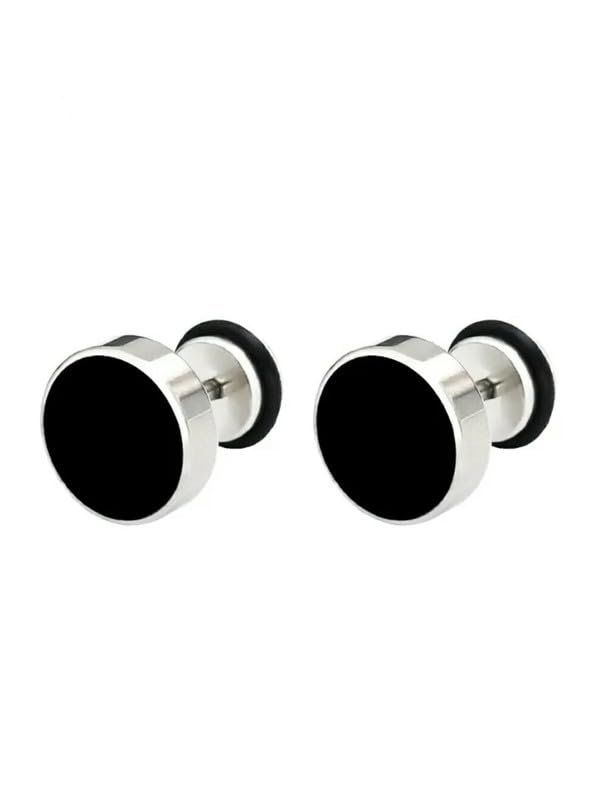 fimbul Women Earrings Titanium Steel Round Black Oil Drip Stud Earrings For Men Korean Fashion Stainless Steel-picture-41