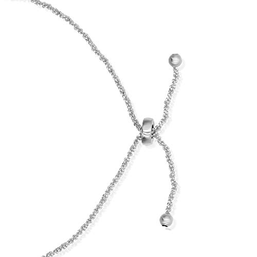 SEA OF ICE Sterling Silver 2mm Sparkle Rock Chain Adjustable Bracelet for Women2