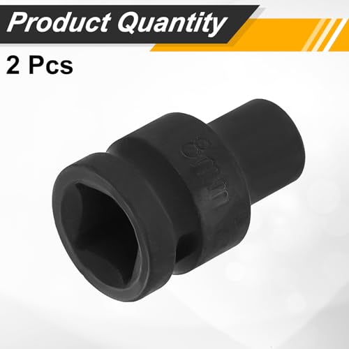 Image of HARFINGTON 2pcs 1 /2 inch Drive x 8mm Shallow Impact Socket 12-Point Metric CR-V Steel Spindle Nut Impact Flip Sleeve for Home Auto Nuts Bolts Repair