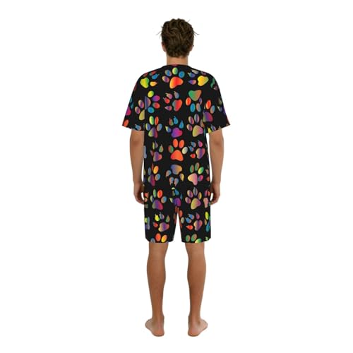 Pijama de hombre divertido con estampado de huellas de perro para momentos de relax en casa 2