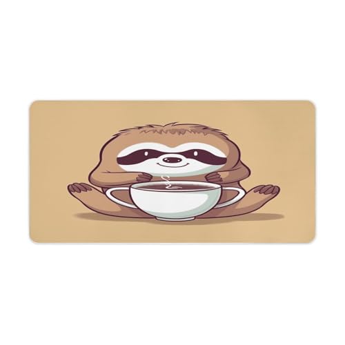 Yoga Sloth Coffee Desk Pad con Base de Goma Grande