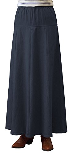 Womens Basic Ultra Soft Lightweight Denim Fit and Flare A-Line Ankle Length Maxi Skirt (Medium, Dark Blue)