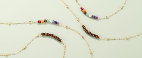 Top Plaza 7 Chakra Crystal Necklace for Women Tiny Natural Gemstone Beads Necklace 14K Gold Plated Healing Stone Necklace Yoga Meditation Jewelry Birthday Gifts 7