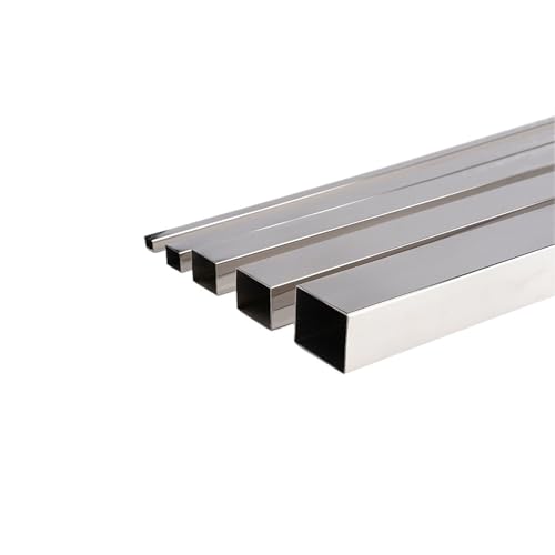 Tubo cuadrado de acero inoxidable, Perfil hueco de acero inoxidable, Longitud 200mm, Espesor de pared 1mm, Varios tamaños(10mm x 1mm)