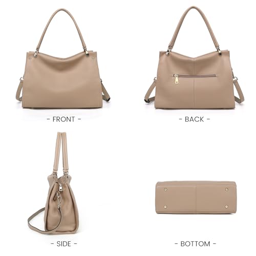 Image of KOGTLA Medium Genuine Leather Tote Handbags for Women, Ladies Soft Satchel Shoulder Purses, Two-Handle Hobo Bags