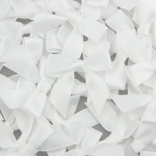 Image of 50pcs Boutique 1.5 inch White Satin Ribbon Mini Bows for Craft Sewing Scrapbooking Wedding and Gift Wrapping