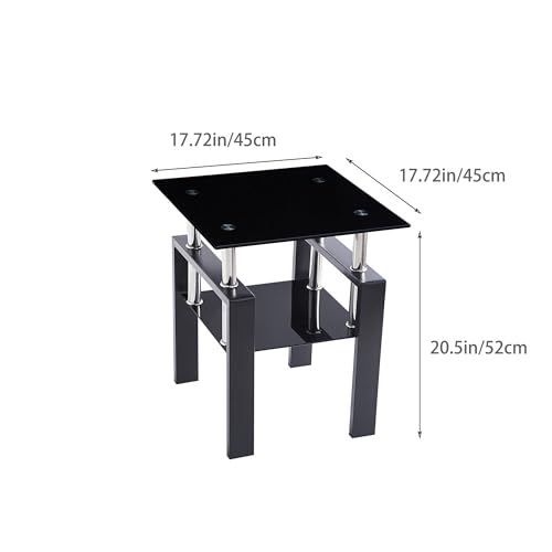 Smartik Glass Coffee Table Set Of 3, Modern Black Transparent Living Room Table Set thumb #7