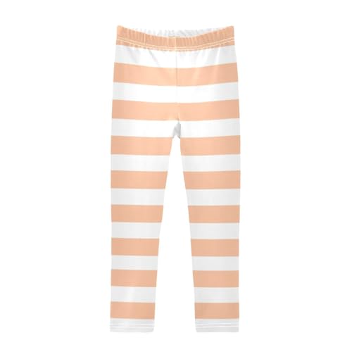 DOMIKING Peach Orange Girl's Leggings Pants Kids' Yoga Pants Stretchy Active Legging 4 Years
