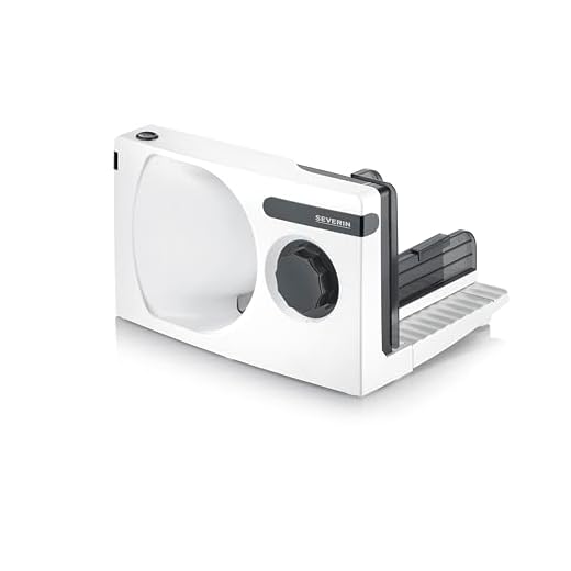 SEVERIN - Cortafiambres eléctrico con corte 0-15 mm, cortadora de fiambre apta para carne, pan y queso, máquina para cortar, rebanadora con protector de dedos, Blanco, 100 W, AS 3912