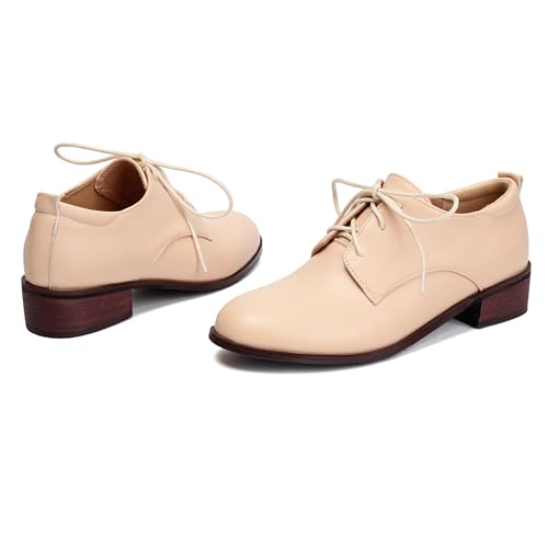 Gicoiz Brogue Oxford Derby Women Round Toe Lace Up Work Pumps2