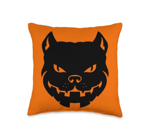 Pitbull Jack O Lantern Throw Pillow