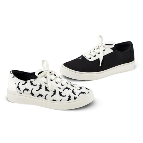 Image of Hot Chocolate Design All-Day Women's Lace-Up Sneakers | Canvas Upper, Cushioned Footbed with Arch Support, Flexible Rubber Outsole, Vegan Construction, Casual Everyday Sneakers