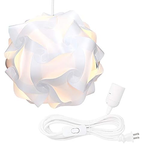 kwmobile Hanging Puzzle Lamp Kit - 15.7" (40cm) Modern Ceiling Pendant Light with 30-Piece Shade to Assemble and 15ft Plug-in Power Cord - Size XL Cover