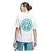 adidas Women's Basketball Small Logo Graphic T-Shirt, White/Powder Teal, Small/Tall
