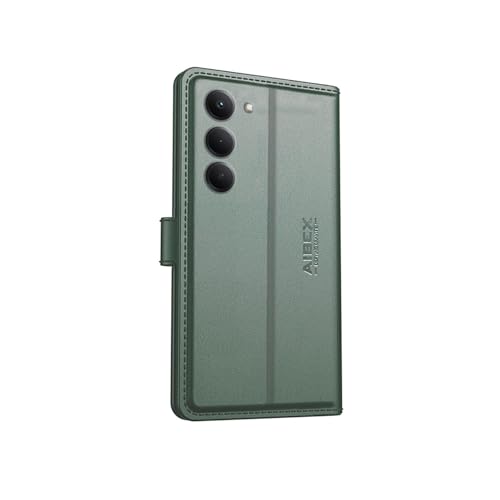 Image of AIBEX Compatible for Redmi 15 5G Flip Cover Leather Finish with Magnatic Closure | Inside TPU with Card Pockets | Wallet Stand | Complete Protection Flip Case - Green