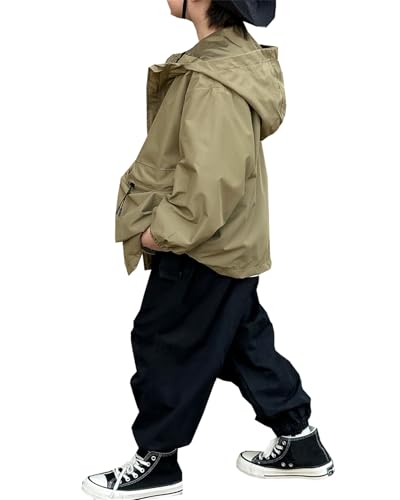 Cromoncent Boys Raincoat Waterproof Hooded Outdoor Jacket, 2-12 Years2