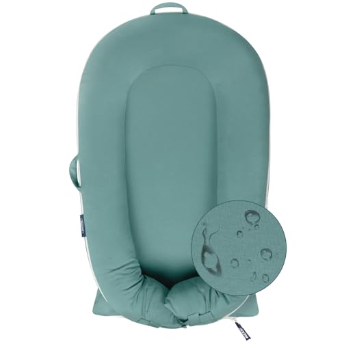 Image of Organic Replacement Cover with Waterproof Pad | Premium Quality Spare Cover Certified Organic Cotton | [Fits Dockatot Deluxe + Docks] (Cover Only) (Sage Green, Waterproof Organic Cotton)