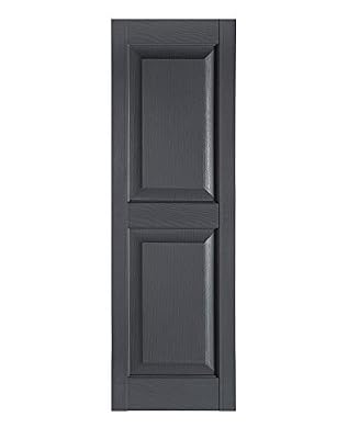 Perfect Shutters Premier Raised Panel Exterior Decorative Shutter, 15" x 63", Dark Gray