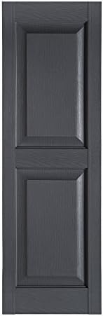 Perfect Shutters Premier Raised Panel Exterior Decorative Shutter, 15" x 63", Dark Gray