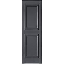 Premier Raised Panel Exterior Decorative Shutter, 15" x 59", Dark Gray