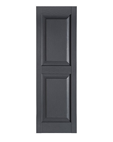 Perfect Shutters Premier Raised Panel Exterior Decorative Shutter, 15" x 59", Dark Gray