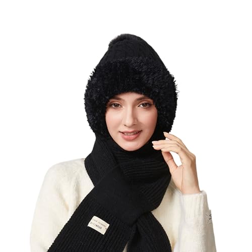Écharpe et gants 2 en 1 avec bonnet chaud velours pour le sport d'hiver et le running