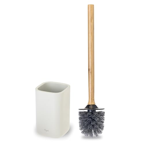 Image of Vigar Zense Toilet Brush and Holder Set, Polyresin Stone, Light Gray