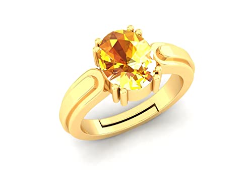 Image of SIDHARTH GEMS 10.25 Ratti 9.00 Carat Unheated Untreatet A+ Quality Natural Yellow Sapphire Pukhraj Gemstone Gold Plated Ring for Women's and Men's (Lab Certified)