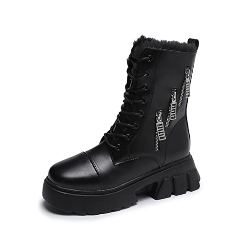 Bottes d'hiver en fourrure chaudes et imperméables en cuir PU
