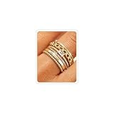 Morfetto 6Pcs Anillos Mujer Oro 14K Chapado No Se Oxida Declaración Anillo Siempre Juntas Moda Set Apilable Singularu Anillos Delicado Circonita Cúbica Promesa Compromiso Alianzas Boda Talla Oro 20