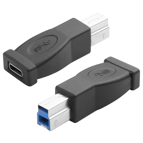 JSADZKJ USB Tipo C a B 3.0 Adaptador USB B Macho a USB C Hembra Convertidor 5Gbps USB B a USB C Compatible con Impresora,Escáner,Discos Duros Externos Portátiles y MásDispositivos Tipo C 2pcs