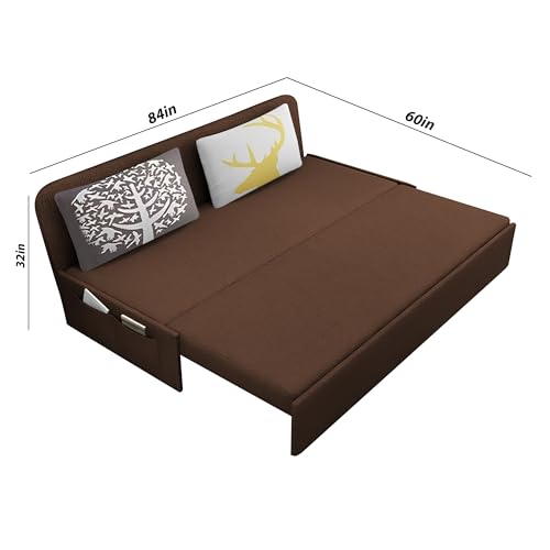 Image of Divano 3 Seater Sofa Cum Bed for Living Room (Brown) Premium Fabric Sofa