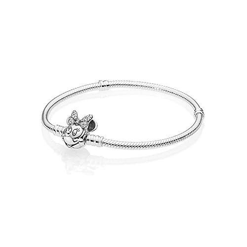 PANDORA Disney Pavé Minnie Maus-Kugelverschluss Schlangen-Gliederarmband Sterling Silber 18 cm