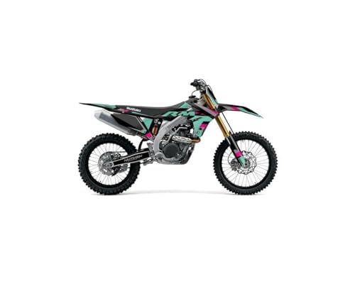 Kit déco moto cross Suzuki 450 RMZ turquoise Label autocollant carénage