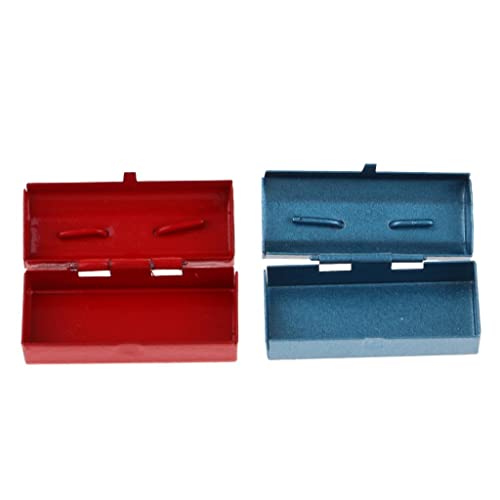 Luzhengyang Dollhouse Miniature Metal Tool Boxes 2pcs 1/12 Scale Decor Ornaments - DIY Doll House Furniture Accessory Kitchen Garden Decoration