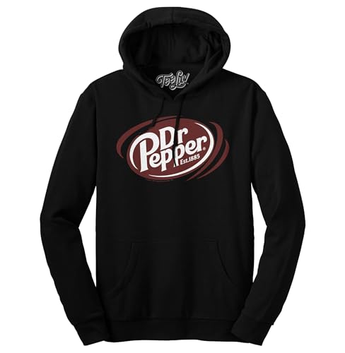 Tee Luv Mens Dr Pepper Est 1885 Soda Logo Hoodie Black M